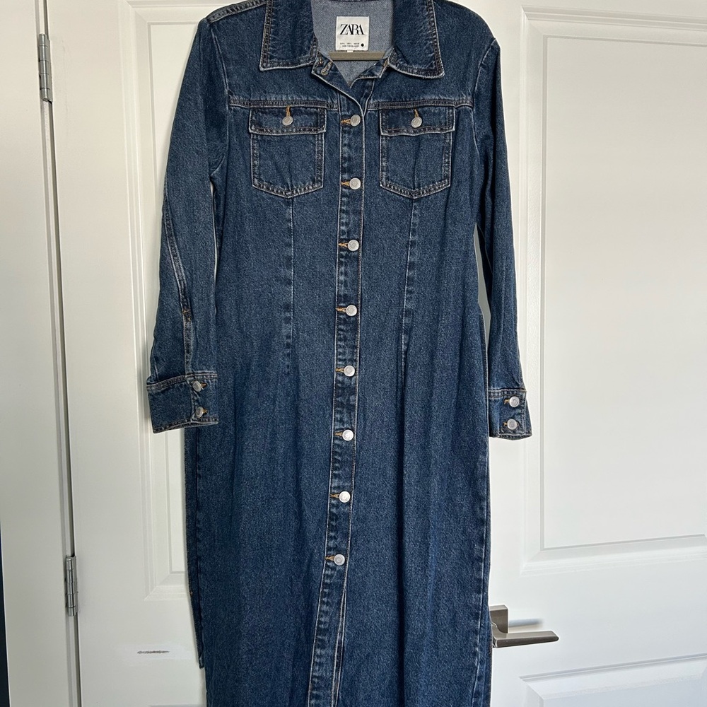 Zara Blue Denim Button-Up Dress